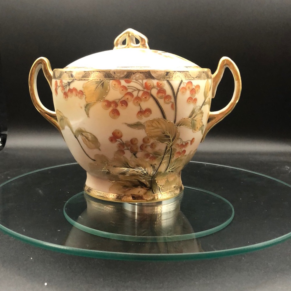 Vintage Orange Blossom Hand Painted Made in Japan Biscuit Jar/Barrel with Lid.